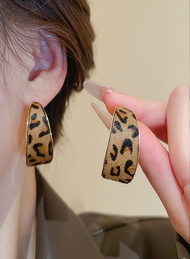 eartif Leopard Earrings Large Hoop Leopard Print Earring for Women Vintage Chunky Gold Cheetah Earrings Animal Print Earring Stud Fashion Jewelry Gift (Leopard) - Image 4
